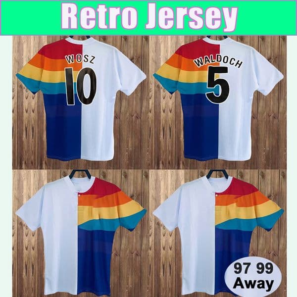 1997 1999 VfL Bochum WALDOCH Mens Retro Soccer Jerseys WOSZ Away White Blue Yellow Red Football Shirts Short Sleeve Vintage Adult Uniforms