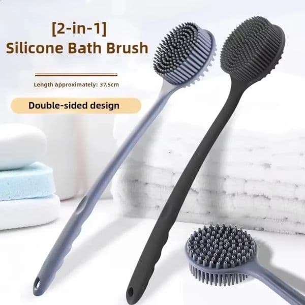 Silicone Soft Back Scrubber Brush Bath Shower Body Scrubbing Brush with Handle Exfoliating Scrub Body Care Massager Bath Supplie 260515