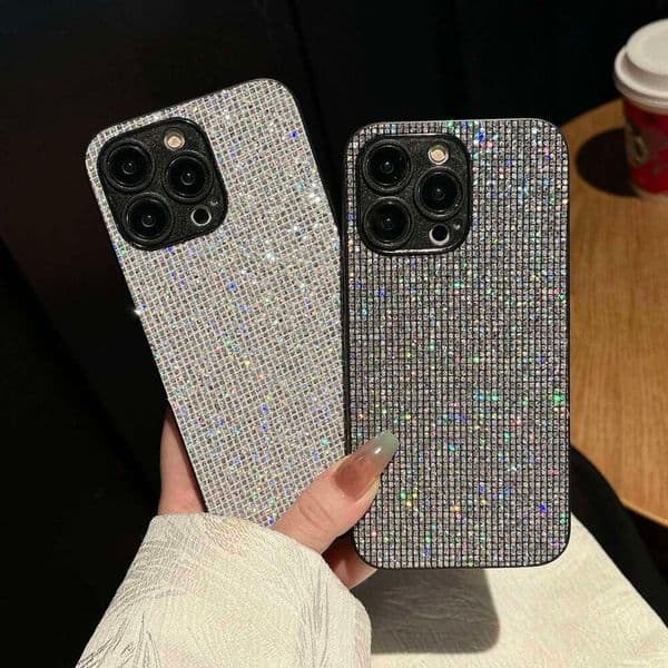 Luxury Bling Glitter Sequin Lattice Pattern Soft Phone Case For iPhone 16 15 14 13 12 11 Pro Max 16E X XS Plus Shockproof Cover 26Y0515