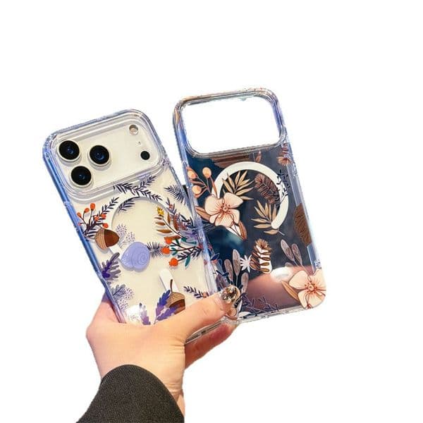 Printed Magsafe Transparent Wireless Charging Case For iPhone 17 Air 16e 16 15 14 Plus 13 12 Pro Max Clear Magnetic Shockproof Cover Hard Bumper Cover