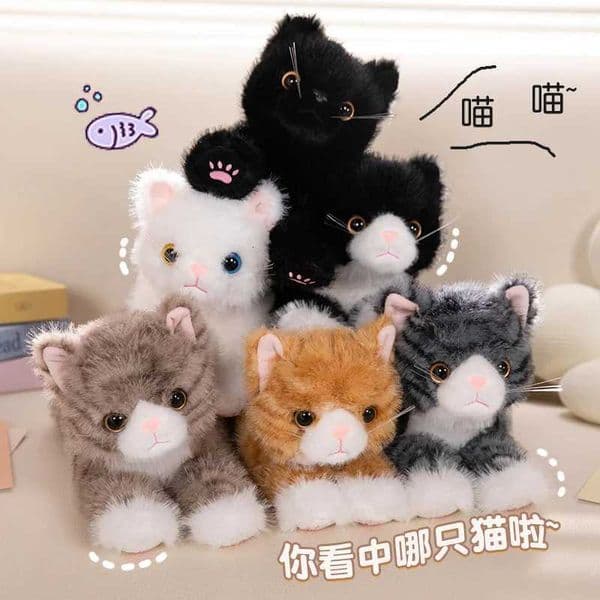Cute Simulated Cat Doll Plush Toy Stuffed Soft Animal Plush white Gray Kitten Pillow Kids Girls Birthday Gift Pet Toys DecoJ260515
