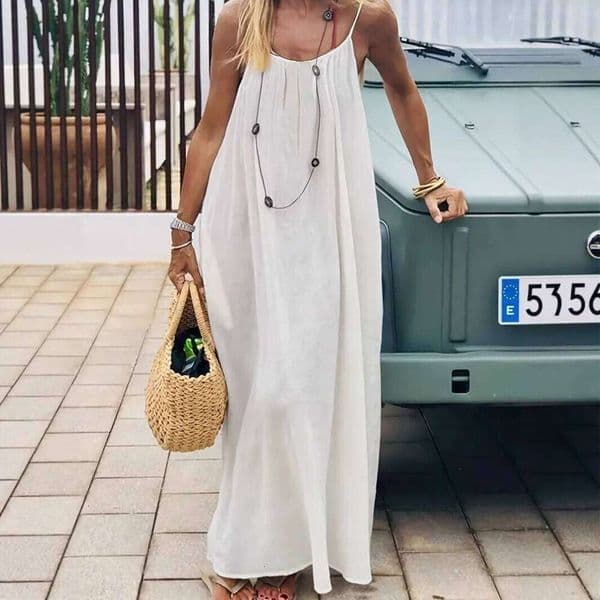 2026 Spring Summer Temperament Suspender Women Backless Loose Maxi Elegant Versatile Big Swing Beach Long Dress