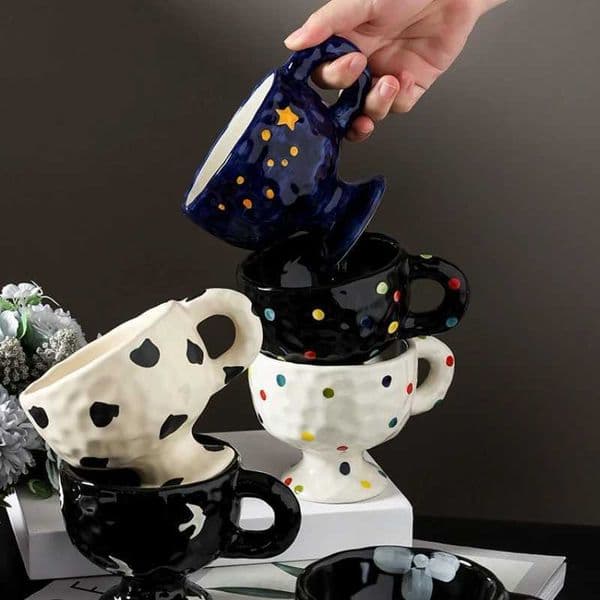 1PC Ceramic Mug Simple Style Afternoon Tea Coffee Water Cup Handle Creative Decoration Personzed Household ItemsJ260515