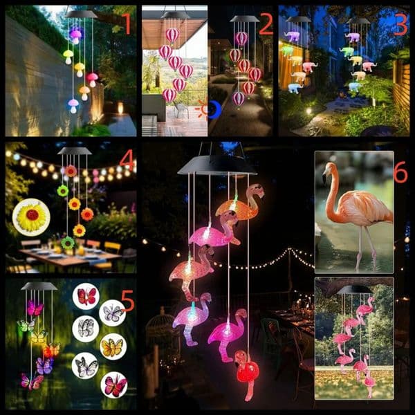 1pc Solar Powered Colorful Wind Chime Light Outdoor Waterproof Hanging Mobile Lamp For Home Garden Yard Patio Festival Decor 260514