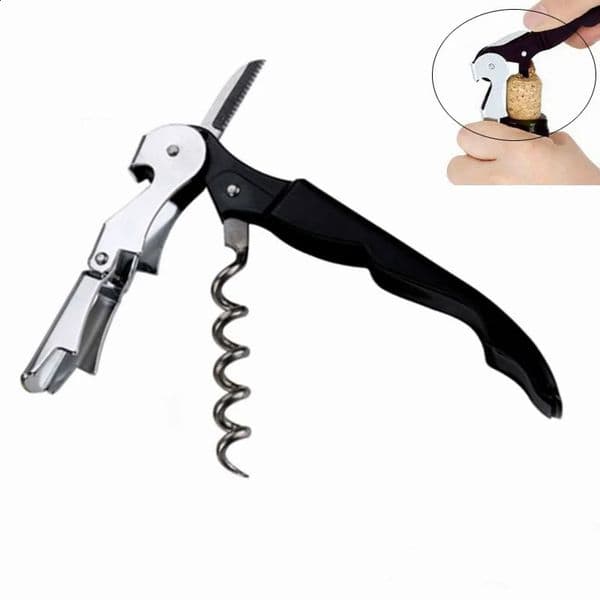 JJYY Stainless Steel Wine Opener Professional Waiters Corkscrew Beer Bottle Opener and Foil Cutter Gift for Wine Lovers 260515