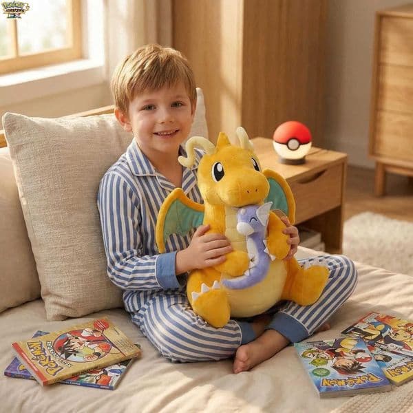 Anime Pokemon Tyranitar Pikachu Mega Charizard Dragonite Plush Stuffed Doll - Cute Dratini Holding Version Collectible Toy Gift L260515DCUT