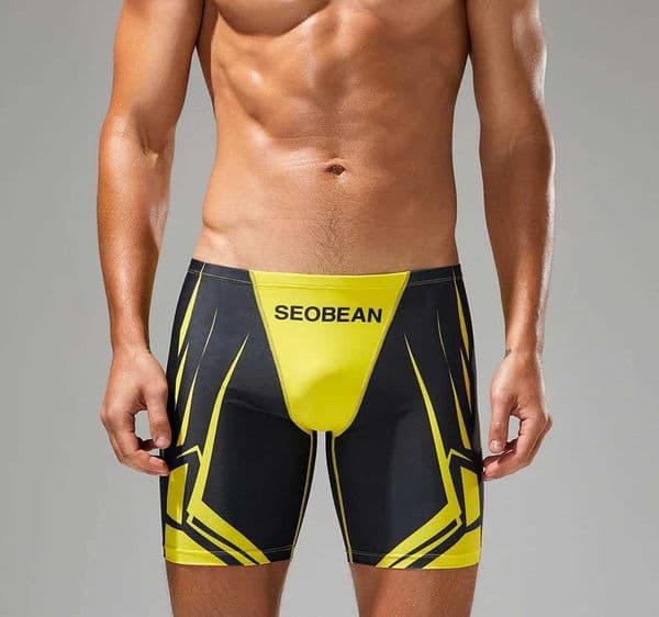 Mens Quick-Dry Boxer Brief Swimming Trunks with Waist Tie for Surfing Beach Sand Thermal Swimming Shorts L260515