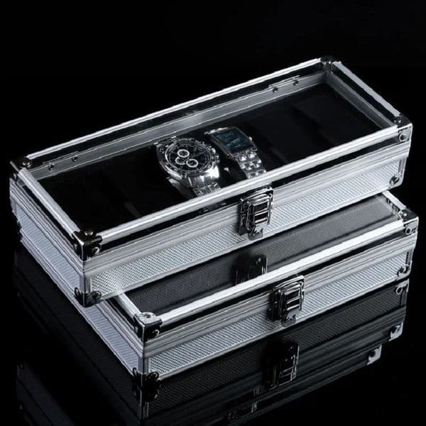 Metallic Aluminium Watch Box - Sales Promotion 6/12/24 Positions Aluminum Alloy Watch Storage Case Shatter-Resistant Solid Watch 260514