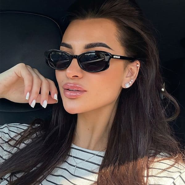 Korean-Style Y2k Hot Girl For Women, Small Frame Butterfly-Shaped Personalized UV Protection Black Sunglasses