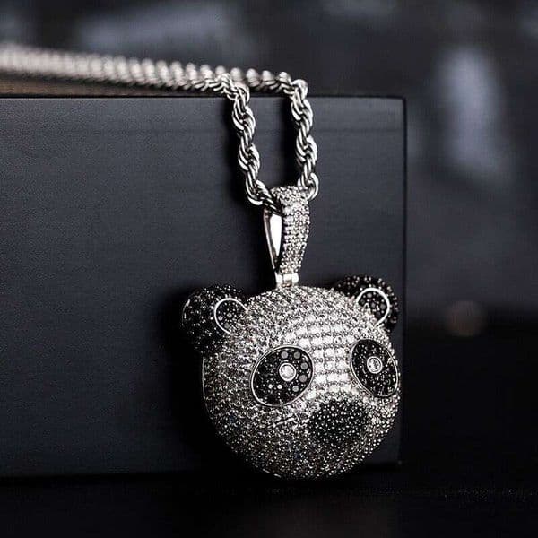 European And American Street Star Jackson Wang's Panda Head Necklace, Men's Trendy Personalized Pendant, Hip-Hop Accessories