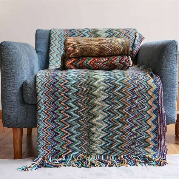 100% Acryl Hand Knitted with Tassel Summer Bed Sofa Travel Breathable Chic Bohemian Soft Comfortable Blanket 26Y0515