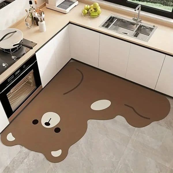 VIKAMA Cartoon Panda Kitchen Rug Absorbent NonSlip Irregular LShaped Floor Mat Bathroom Foot Home Decor 260512
