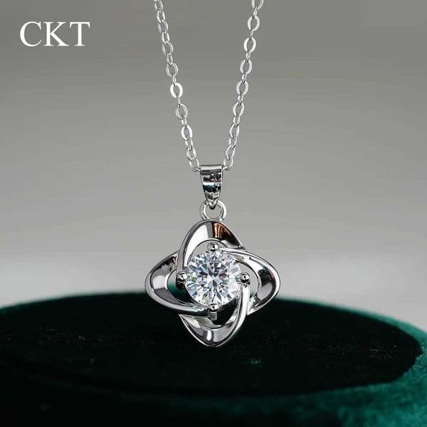 CKT 18k White Gold 1ct Moissanite Diamond Necklace Pendant for Womens Fashion Classic Platinum Pt950 Jewelry C260515