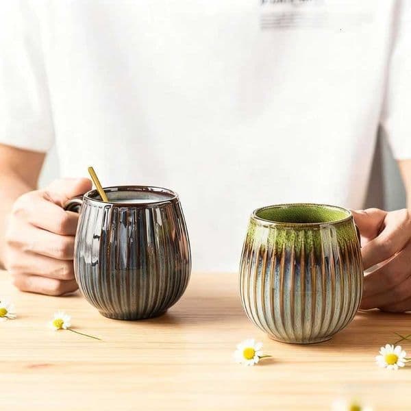 480ml Japanese style Kiln Glaze Coffee Mug Gradient Retro Ceramic Cup Office Household Breakfast Milk Cups Water Cup couple cupJ260515