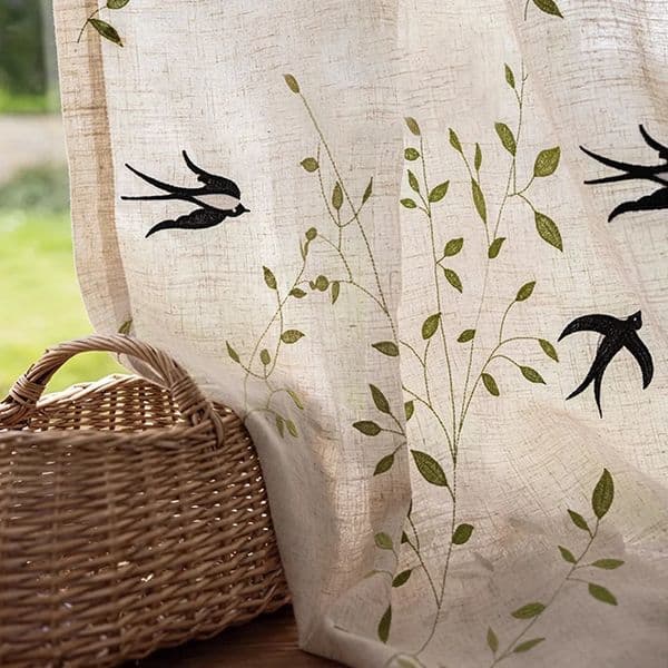 Sheer Curtains Chinese Aesthetic Embroidered Linen HalfShade Modern Minimalist Sheer Curtain Living Room Bedroom Drapes LightTransmitting 260512