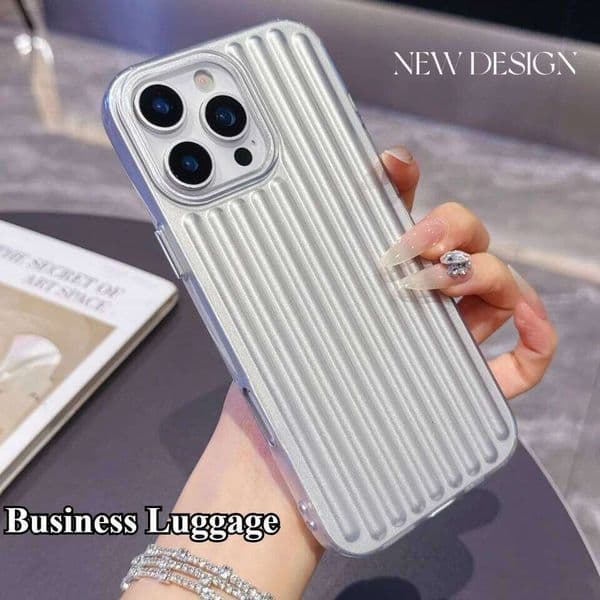 3D Corrugated Stripe Stylish Business Luggage Phone Case For IPhone 17 Air 16 15 14 13 ProMax Plus Cover Shockproof Luxury Funda 26Y0515