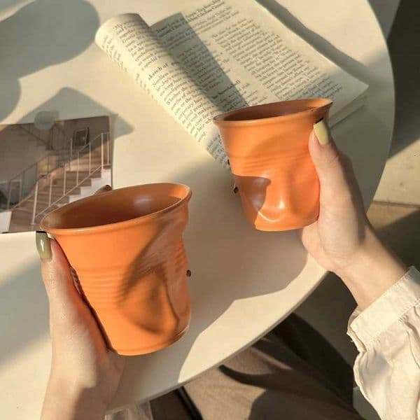 1PC Dopamine Colored Coffee Cup High Aesthetic Ceramic Coffee Cup Home Office Water CupJ260515