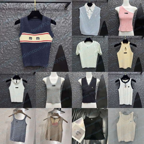 Knitted Tank Top Women designer clothes Sleeveless With Brand logo Letter Embroidery Striped Color Block Cropped Casual Streetwear Summer Tops Vacation