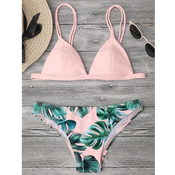 Leaves Print Bikinis Set For Women Swimwear Padded PushUp Beachwear Bather Bathing Summer Bikini Femme 260507