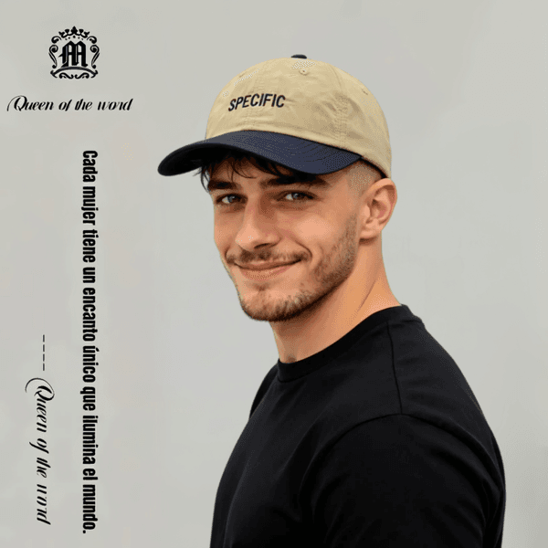 Men's Quick-Dry Two-Tone Baseball Cap with "SPECIFIC" Letter Embroidery, Adjustable Casual Outdoor Dad Hat