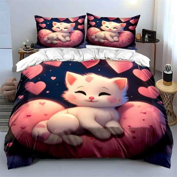 Adorable Cat-Themed Trio Gift Set kids and adults bedroom decor Exquisite three-piece bedding set gift L260515