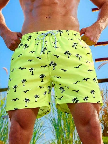 New Mens Board Shorts Swim Shorts Swim Trunks Drawstring Elastic Quick Dry Short Beach Hawaiian Casual Swimming Beach Shorts L260515