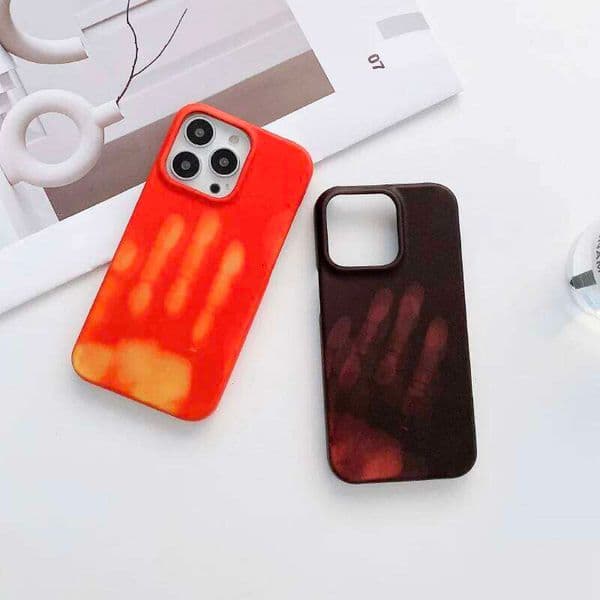 Luxury Temperature Color Change Leather Up And Down No Border Phone Case For iPhone 16 14 11 12 13 15 Pro Max Back Cover 26Y0515
