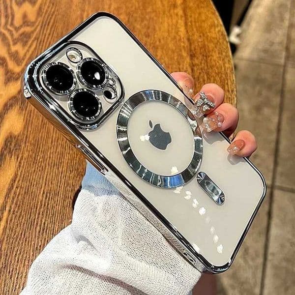 Luxury Wireless Charge Phone Case For iPhone 15 14 13 12 11 16 17 Pro Max Plus Air Transparent Magnetic Bumper Cover C260515