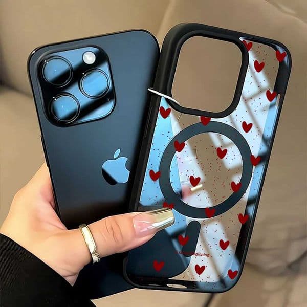 Simple Heart Polka Dot Clear Case For iPhone 14 Pro Max 17 15 14 11 13 12 ProMax Plus Cases Wireless Charing TPU Fundas Z260514