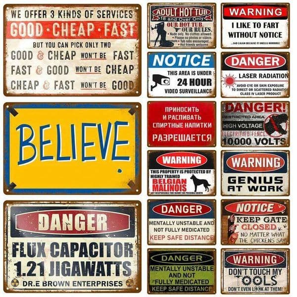 Vintage Tin Home Art Wall Mural Room Decoration Items Decor Men Retro Metal Sign Plate Bar Posters J260515