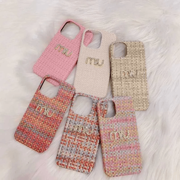 Woven luxury Pattern Suitable for 17 Promax Phone Case for IPhone 13/14/15/16 Pro Half Pack Protective Case Anti Drop Cover Case