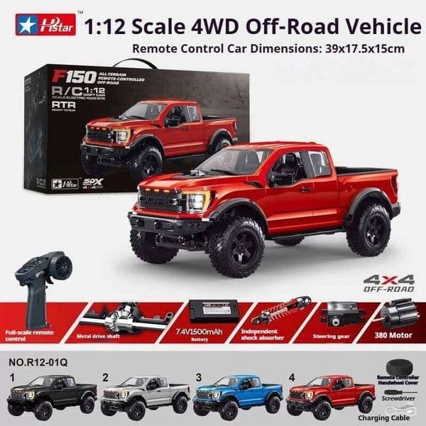 1:12 F-150 4WD RC Off-Road Crawler Pickup Truck Metal Drive Shaft Full Proportion Lifelike Openable Doors Design 26L0515