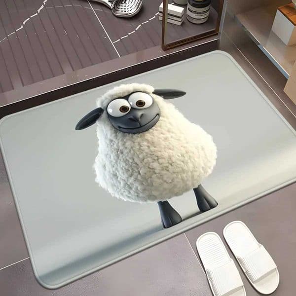 1pc Cute Sheep Cartoon Doormat Non-Slip Absorbent Microfiber Rug for Bedroom Living Room Outdoor Entrance 40x60cm L260515