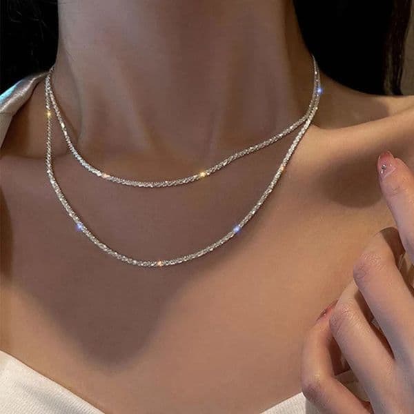925 sterling silver Sparkling Necklace For Women Trendy Clavicle Chain Choker Girls Korean Wedding Party Jewelry Accessories 260514