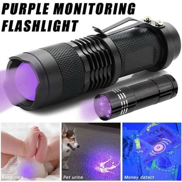 UV Waterproof Ultra Violet Portable Black Light Flashlight Zoomable Lamp Scorpion Pet Urine Stain Detector Tool J260515