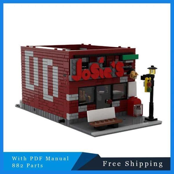882PCS Street View Buildings Red Bar Building Bricks Modular MOC Creative Building Blocks Childrens Assembly Birthday Toys Gift Z260515