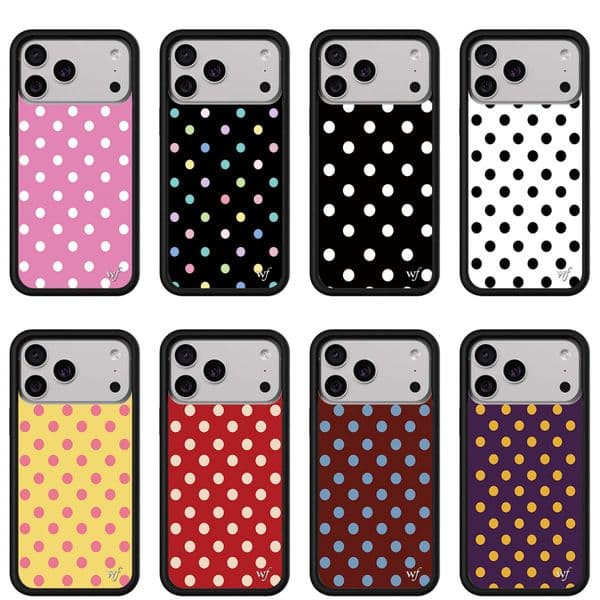 WildFlow black polka dot phone case compatible with iPhone 17 Apple 16 Pro Max/15 Plus protective cover