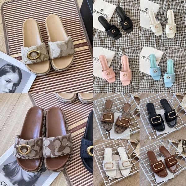 Designer Fashion Sandals Women Slippers Luxury Summer Beach Leather Slides Black White Pink Blue Lady Scuffs mules sandal Slipper