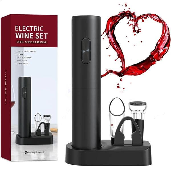 Electric Wine Opener Automatic Corkscrew Battery Bottle With Foil Cutter Pourer Stopper For Bar Home Party Tool 260508