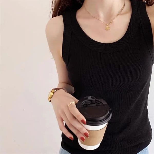 Summer 2026 Slim Fit Elastic Ribbed Cotton Knitted Vest Womens Base Layer Tank Top AntiLight Inner Wear Straight Cut Regula 260515