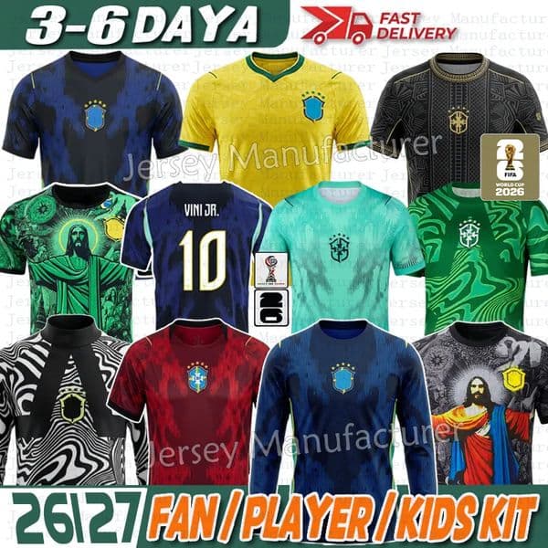 Brazil jersey 2026 NEYMAR JR Brasil Soccer Jersey CASEMIRO National Team GJESUS PCOUTINHO Kids kits LPAQUETA TSILVA PELE MARCELO VINI JR CBF Football Shirt 25 26