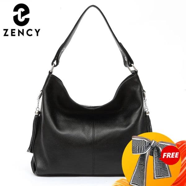 Zency 2026 Fashion Soft Genuine Leather Tassel Women Handbag Elegant Ladies Hobo Shoulder Bag Messenger Purse Satchel 260514