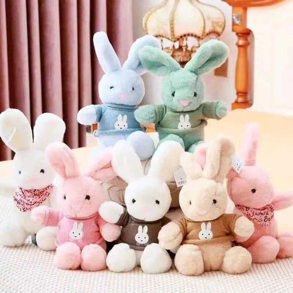 30cm Fluffy Bunny Plush Toys Cartoon Rabbit Stuffed Doll Soft Toy With Clothes For Kid Kawaii Dolls Birthday Christmas GiftJ260515