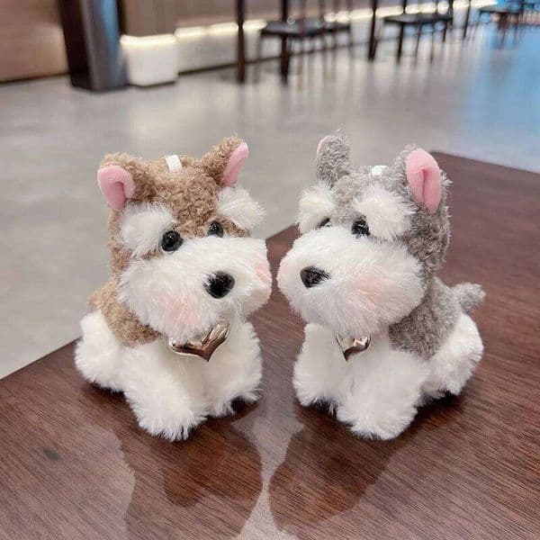 Schnauzer Plush Keychain Women, Cute Cartoon Dog Backpack Pendant, Gift for Birthday Party, Pet Lover Hangings Accessory J260514