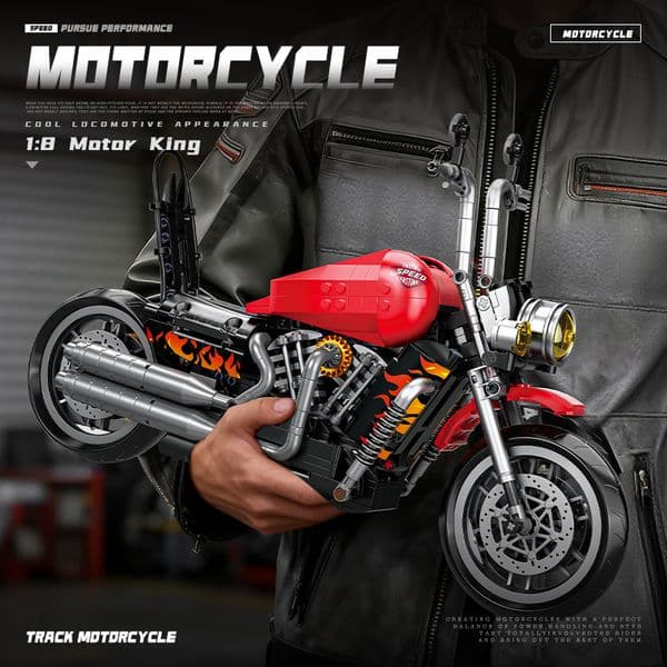 1:8 Harley V-Rod Night Rod Building Blocks Motorbike Motorcycle Vehicle Model Kit DIY Assembly Bricks Toys for Gift