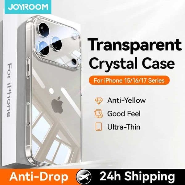 Joyroom Case For iPhone 17 Pro Max Case Crystal Transparent No Yellowing Lens Protection Cover For iPhone 16 15 Pro Max Case C260515
