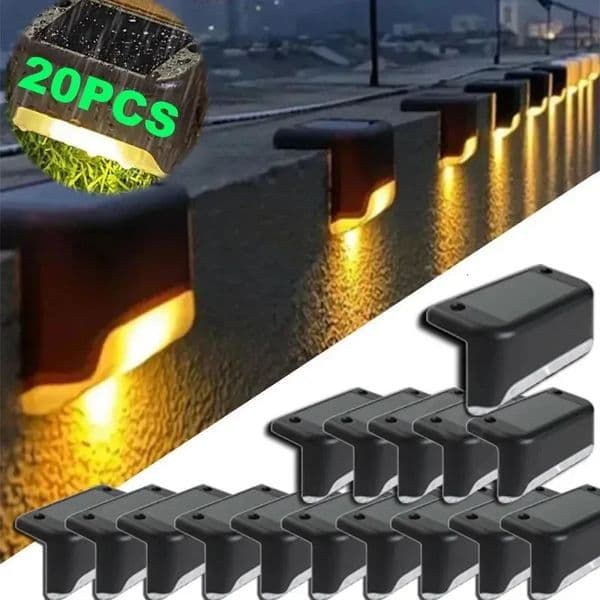 Warm White LED Solar Step Lamp Path Stair Outdoor Garden Lights Waterproof Balcony Light Decoration for Patio Stair Fence Light 260514