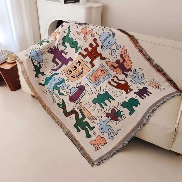 Luxury Designer Decor room Graffiti Sofa Fringed Vintage Woven Tapestry Throwing Blanket Living Dining Room Outdoorxj241111 Decoration For H 18