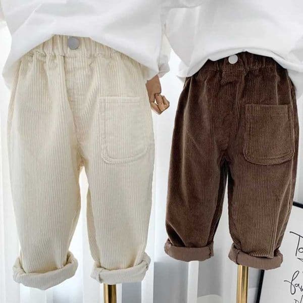 New Spring Autumn Kids Pants 2-7T Simple Style Boys and Girls Loose Corduroy Trousers Baby Clothing Children Pants Outdoor Wear L260515HSU9