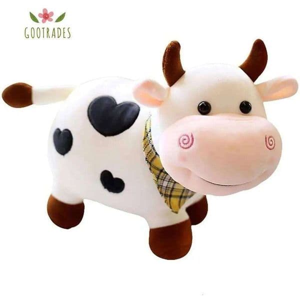 Cute Cartoon Home Decoration Kids Animals Animal Doll Smile Cow Stuffed Cattle Plush Toy 26W0515